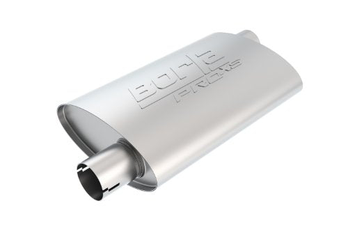 BORLA 400491 ProXS ProXS Muffler 3" Offset Inlet/ 3" Offset Outlet, 4" x 9.5" Oval, 14" Long Body, 19" Overall Length. Universal Part. Reversible Design. Notched Necks.