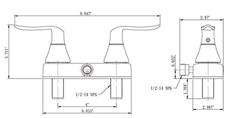 Dura Faucet Dura Faucet DF-SA100LH-SN RV Shower Faucet Valve Diverter with Winged Levers (Satin Nickel) - Outdoor Depot