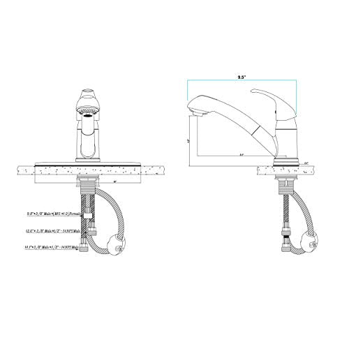 Dura Faucet Dura Faucet DF-NMK852-SN RV Pull-Out Swivel Single Handle Kitchen Sink Faucet - One-Hole - Outdoor Depot