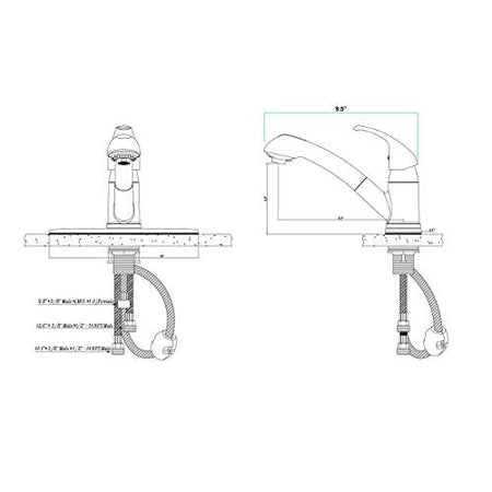 Dura Faucet Dura Faucet DF-NMK852-SN RV Pull-Out Swivel Single Handle Kitchen Sink Faucet - One-Hole - Outdoor Depot