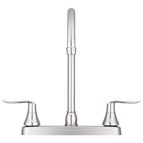 Dura Faucet Dura Faucet DF-PK330HLH-SN RV Elegant J-Spout Swivel Kitchen Sink Faucet, Two Handle (Brushed - Outdoor Depot