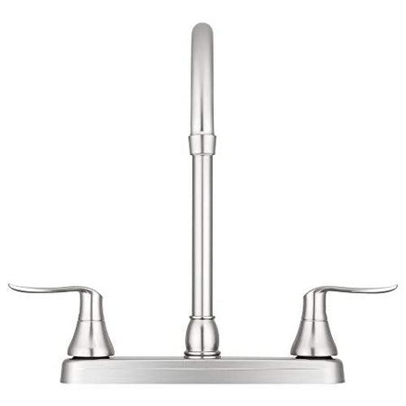 Dura Faucet Dura Faucet DF-PK330HLH-SN RV Elegant J-Spout Swivel Kitchen Sink Faucet, Two Handle (Brushed - Outdoor Depot