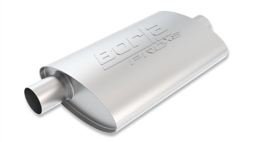 BORLA 40357 ProXS Universal Performance Muffler 2.25" Offset Inlet / 2.25" Center Outlet 4" x 9.5" Oval x 14" Long body 19" Overall Length Reversible Design T-304 Stainless Steel