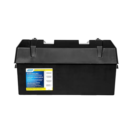 Camco Heavy Duty Double Battery Box with Straps and Hardware - Group GC2 | Safely Stores RV, Automotive, and Marine Batteries | Measures Inside 21-1/2" x 7-3/8" x 11-3/16" | (55374)