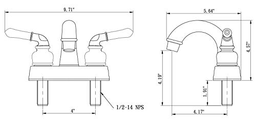 Dura Faucet Dura Faucet DF-PL620C-SN RV Bathroom Sink Faucet - Smooth Turning 2-Lever (Brushed Satin Nickel) - Outdoor Depot