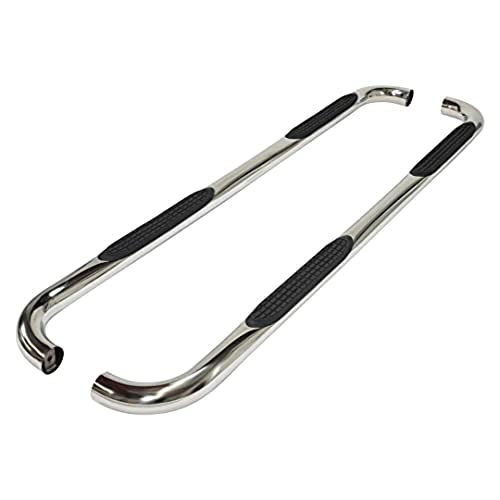 Trailfx TrailFX Truck Side Step Bars 3 Inch Round Bent Tube Nerf Bar Side Steps with Step Pads Polished - Outdoor Depot