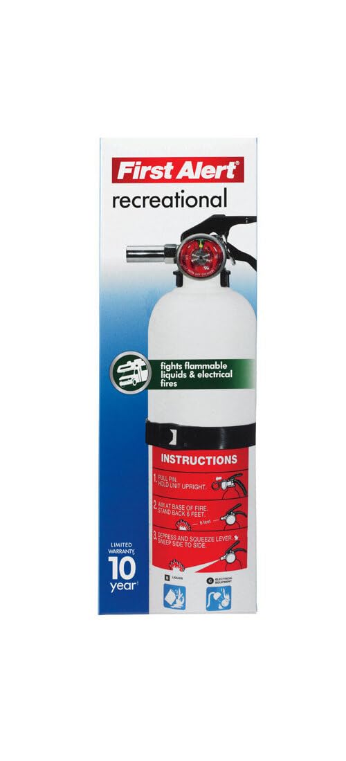 First Alert First Alert REC5 Recreation Fire Extinguisher, UL Rated 5-B:C, White, 1-Pack - Outdoor Depot