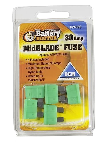 WirthCo 24380 Battery Doctor 30 Amp MidBlade Fuse, 5 Pack