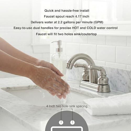 Dura Faucet Dura Faucet DF-PL620C-SN RV Bathroom Sink Faucet - Smooth Turning 2-Lever (Brushed Satin Nickel) - Outdoor Depot