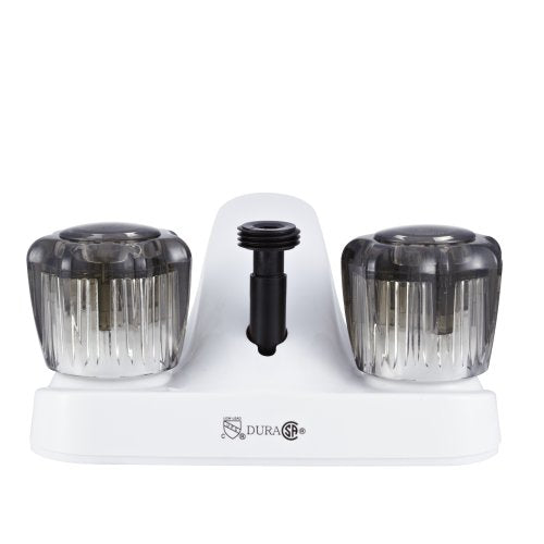 Dura Faucet Dura Faucet DF-PL720S-WT RV Bathroom Faucet with Smoked Acrylic Knobs and Shower Hose Diverter - Outdoor Depot