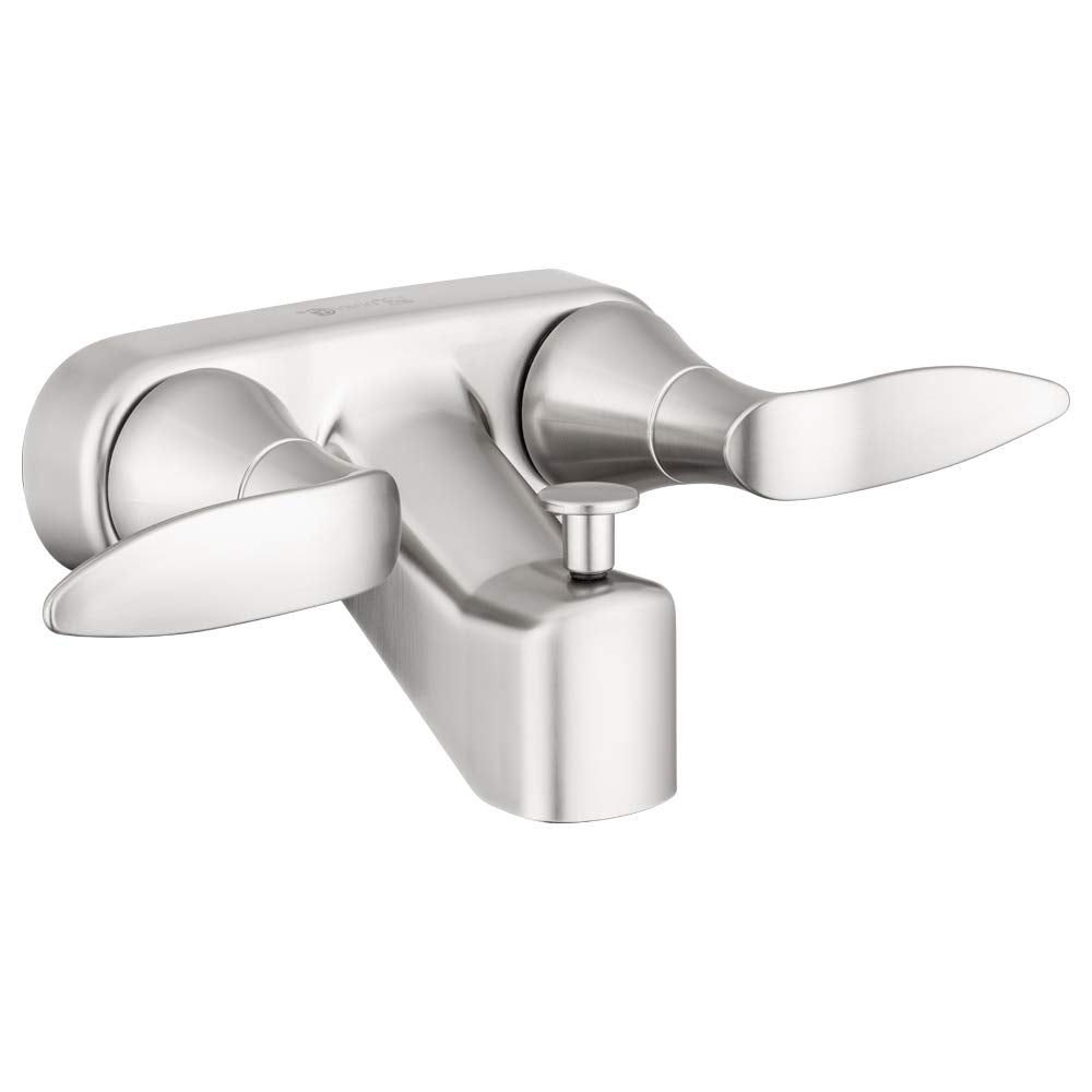 Dura Faucet Dura Faucet DF-SA110LH-SN RV Tub, Shower Faucet Valve Diverter with Winged Levers (Brushed Satin - Outdoor Depot