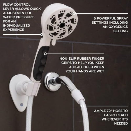 ETL Oxygenics Fury RV Handheld Shower Head Kit, White - Outdoor Depot