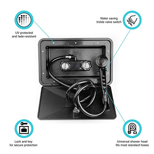 Dura Faucet Dura Faucet DF-SA170-BK RV Weatherproof Exterior Shower Box Kit - Lock and Key (Black) - Outdoor Depot