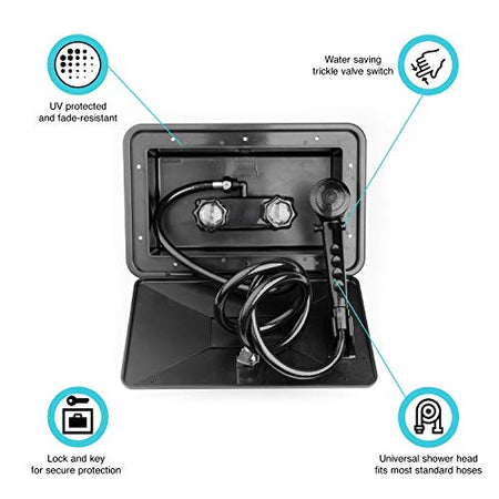 Dura Faucet Dura Faucet DF-SA170-BK RV Weatherproof Exterior Shower Box Kit - Lock and Key (Black) - Outdoor Depot