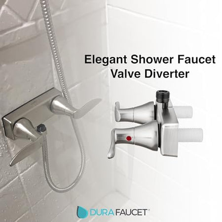 Dura Faucet Dura Faucet DF-SA100LH-SN RV Shower Faucet Valve Diverter with Winged Levers (Satin Nickel) - Outdoor Depot