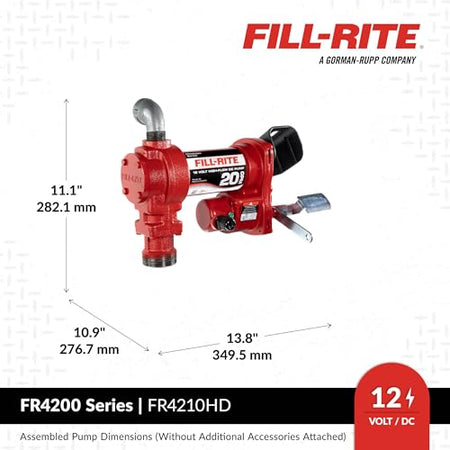 Fill-Rite Fill-Rite FR4210HD 12V 20 GPM Fuel Transfer Pump with Discharge Hose & Automatic Nozzle, Green | - Outdoor Depot