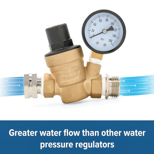 Camco Camco Adjustable RV/Marine Brass Water Pressure Regulator | Help Stop Damage to RV/Marine Appliances, - Outdoor Depot