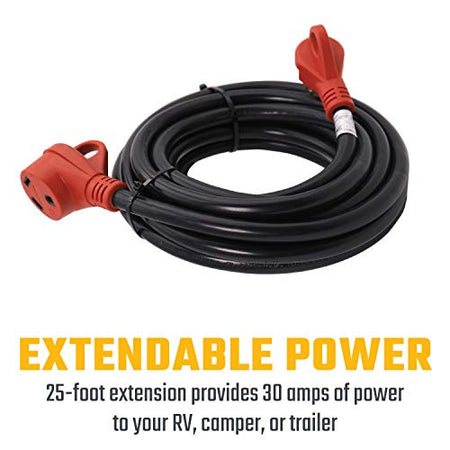Valterra Valterra A10-3025EH Mighty Cord RV 30-Amp Extension Cord, 25 ft., Red - Outdoor Depot