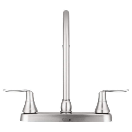 Dura Faucet Dura Faucet DF-PK330HLH-SN RV Elegant J-Spout Swivel Kitchen Sink Faucet, Two Handle (Brushed - Outdoor Depot