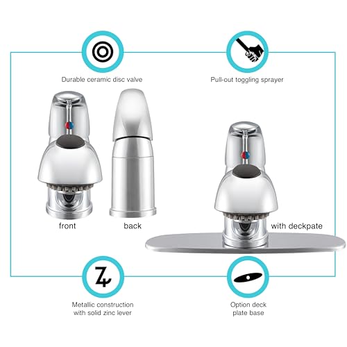 Dura Faucet Dura Faucet DF-NMK852-CP RV Pull-Out Swivel Single Handle Kitchen Sink Faucet - One-Hole (Chrome) - Outdoor Depot