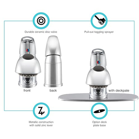 Dura Faucet Dura Faucet DF-NMK852-CP RV Pull-Out Swivel Single Handle Kitchen Sink Faucet - One-Hole (Chrome) - Outdoor Depot
