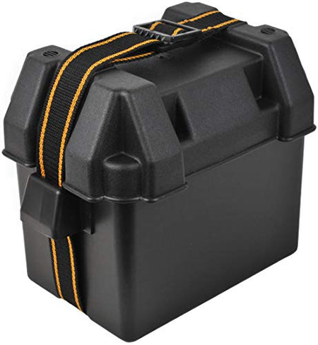 attwood Attwood 9082-1 Small Battery Box with Mounting Kit and Strap, Fits U1 Batteries, Black - Outdoor Depot