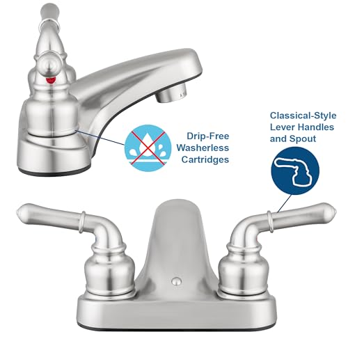 Dura Faucet Dura Faucet DF-PL700C-SN RV 2-Hole Bathroom Faucet with Classic 2-Handles (Brushed Satin Nickel) - Outdoor Depot