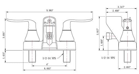 Dura Faucet Dura Faucet DF-SA110LH-SN RV Tub, Shower Faucet Valve Diverter with Winged Levers (Brushed Satin - Outdoor Depot
