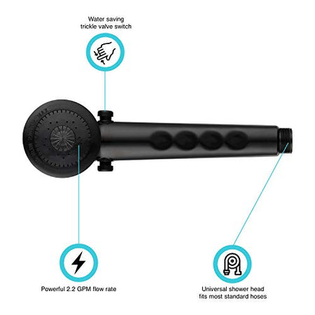 Dura Faucet Dura Faucet DF-SA135-BK Economical Shower Head, Handheld RV Replacement Wand - Universal Water - Outdoor Depot