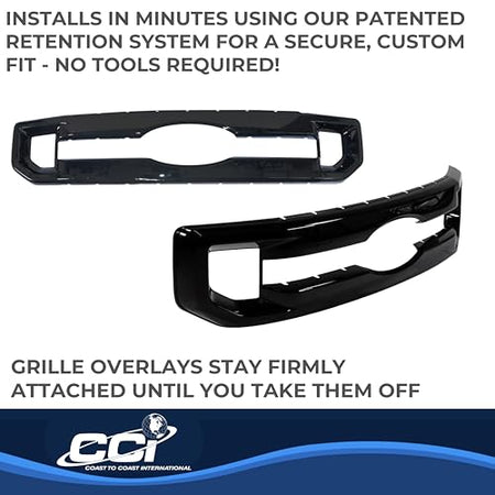 Coast to Coast International CCI Grille Insert GI174BLK, Overlay, Bar Style, 1 Piece, Gloss Black, ABS - Outdoor Depot