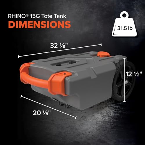 Camco Camco Rhino 15-Gallon Portable RV Tote Tank - Features Large Heavy-Duty No-Flat Wheels & Low Drain - Outdoor Depot