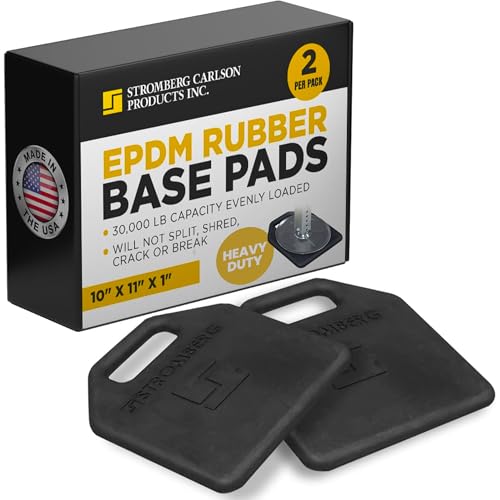 Stromberg Carlson RV Base Pads – JBP-1011.1 Heavy Duty Trailer Base, Leveling Stabilizer Pad for Campers, Landing Gear, EPDM Pads, RVs and Travel Trailers – 10" x 11" x 1", Pack of 2, Black