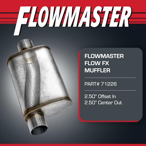 Flowmaster Flowmaster Flow FX Chambered Muffler – 2.50” Offset In / 2.50” Center Out – Moderate Sound – - Outdoor Depot