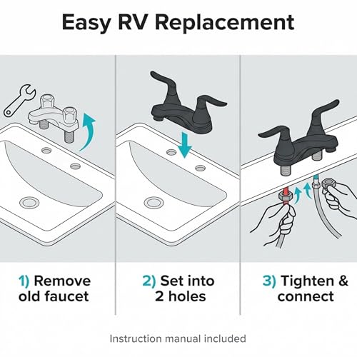 Dura Faucet Dura Faucet DF-PL700LH-MB RV Bathroom Faucet with Winged Levers (Matte Black) - Outdoor Depot