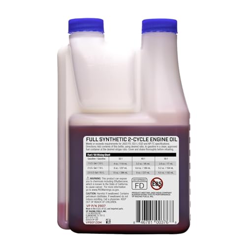 VP Racing VP Racing 2907 Full-Synthetic 2-Cycle Oil for Small Engines, 16 Ounce (1 Pack) - Outdoor Depot