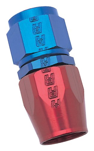 RUSSELL/EDEL 610020 Red/Blue Anodized Aluminum -6AN Straight Hose End