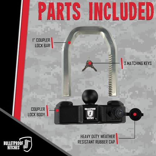 BulletProof Hitches BulletProof Hitches - Extreme Duty Trailer Coupler Lock - Universal Trailer Lock with 1" - Outdoor Depot
