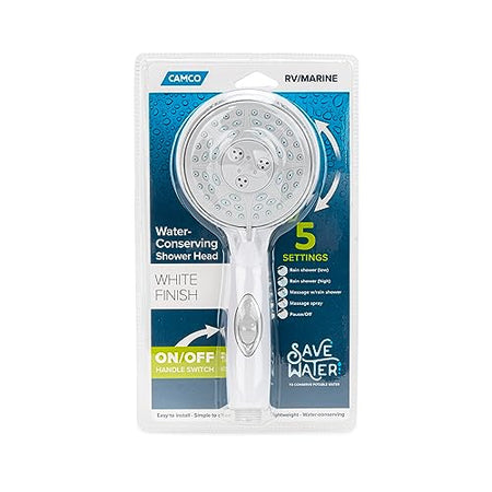 Camco Camco RV Shower Head - Features Convenient On/Off Switch & 5 Different Spray Patterns - Designed to - Outdoor Depot