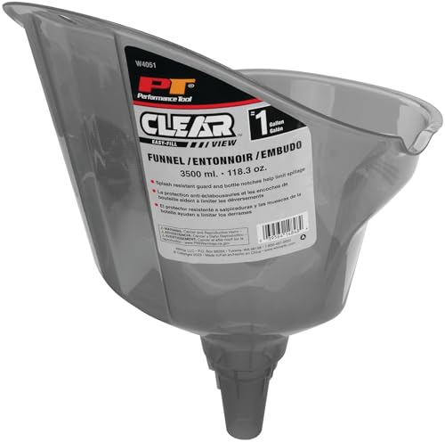 Performance Tool Performance Tool W4051 Clear View Easy-Fill Funnel - 1 Gallon, Transparent, - Outdoor Depot