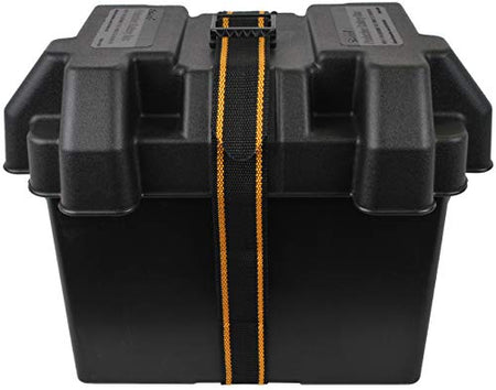 attwood Attwood 9069-1 Standard Non-Vented Battery Box with Mounting Strap, Fits Group 24 Batteries, Black - Outdoor Depot