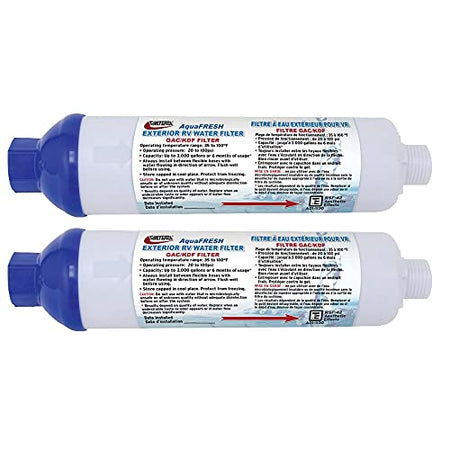 Valterra Aquafresh Replacement Water Filter, 2 Pack, with Hose Connections - Outdoor Depot