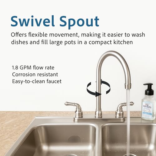 Dura Faucet Dura Faucet DF-PK330HC-SN RV J-Spout Kitchen Sink Faucet (Brushed Satin Nickel) - Outdoor Depot
