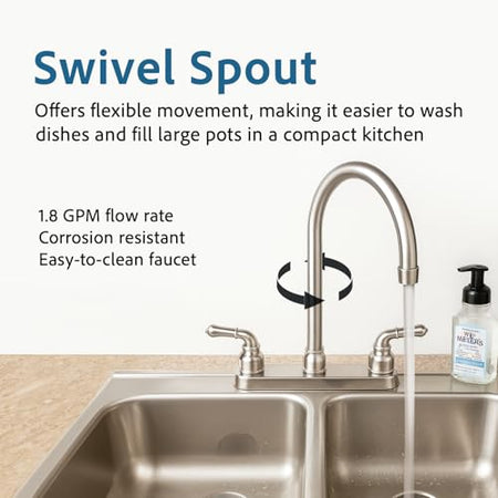 Dura Faucet Dura Faucet DF-PK330HC-SN RV J-Spout Kitchen Sink Faucet (Brushed Satin Nickel) - Outdoor Depot