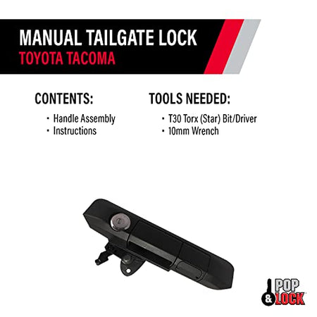 Pop & Lock Pop & Lock PL5400 Black Manual Tailgate Lock with Bolt Codeable Technology for Toyota Tacoma - Outdoor Depot