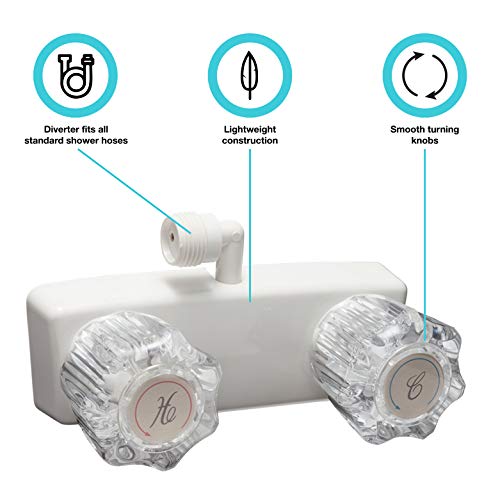 Dura Faucet Dura Faucet DF-SA100A1-WT RV Shower Faucet Valve Diverter with 2-Knobs for Exterior Shower Boxes - Outdoor Depot