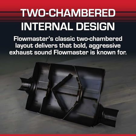 Flowmaster Flowmaster 40 Series Original Chambered Muffler – 3.00” Center In / 2.50” Dual Out – Aggressive - Outdoor Depot