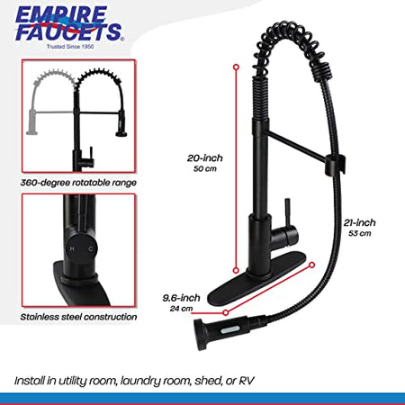Empire Faucets Empire Faucets SP5000BMT-A Single Lever Spring Faucet with Hi-Arc Coiled Spout, Hammer Style - Outdoor Depot