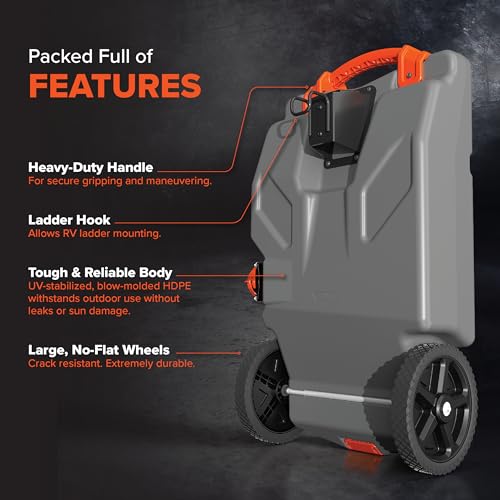 Camco Camco Rhino 28-Gallon Camper/RV Tote Tank - Features Large Heavy-Duty No-Flat Wheels & Built-in Gate - Outdoor Depot