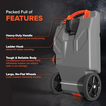 Camco Camco Rhino 28-Gallon Camper/RV Tote Tank - Features Large Heavy-Duty No-Flat Wheels & Built-in Gate - Outdoor Depot
