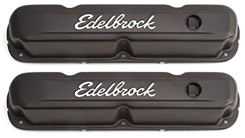 Edelbrock 4473 Signature Series Valve Cover Chrysler 318-360 Low Profile Chrome w/Black Finish